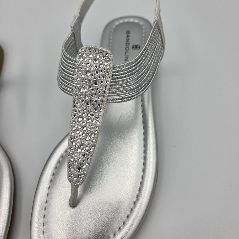 Bandolino 6M Silver Multi Fabric Glistening Sandals w/Ankle Strap - Picture 2 of 4